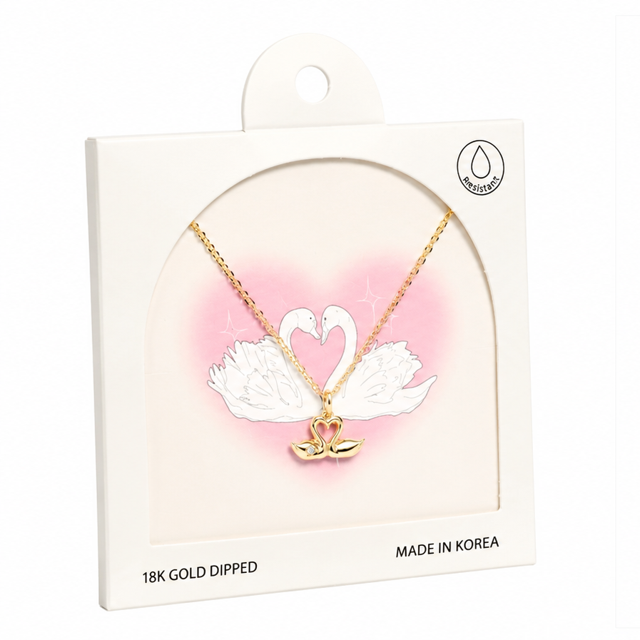 Swan Shaped Metal W/Gold-Dipped Pendant Short Neckalce