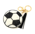 Seed Bead Soccer Ball Tassel Bag Charm Keychain