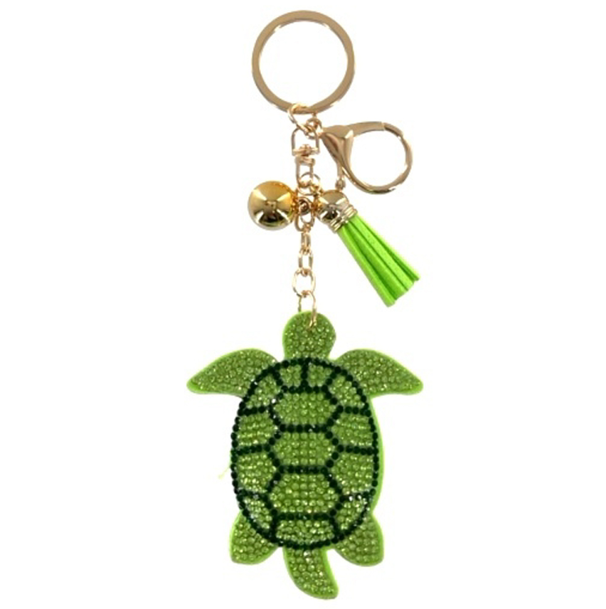 Rhinestone Turtle Keychain With Tassel
