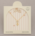 Cupid Hearts Shaped Metal W/Gold-Dipped Pendant Short Necklace