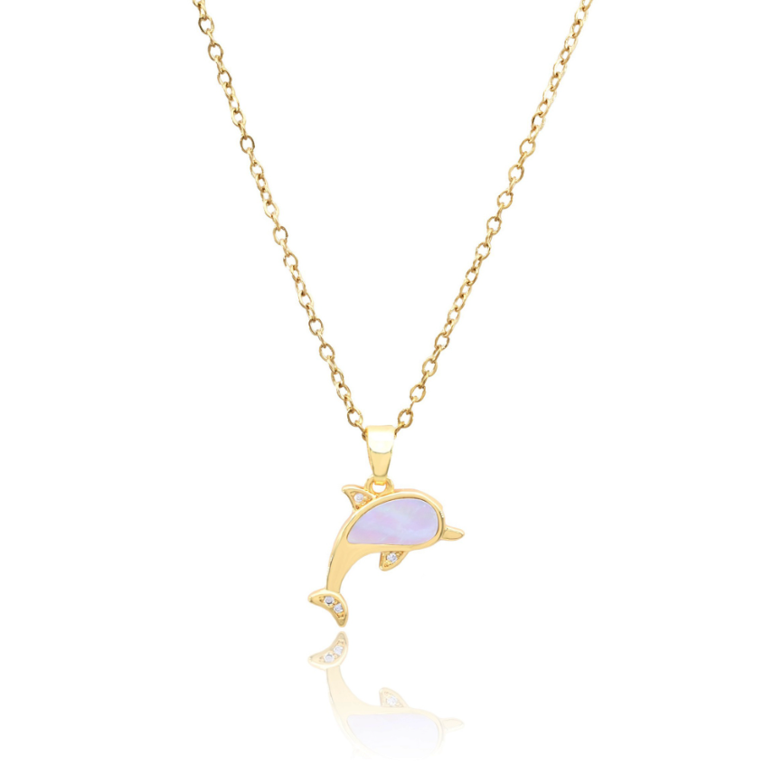 Dolphin Mop Pendant Stainless Steel Necklace